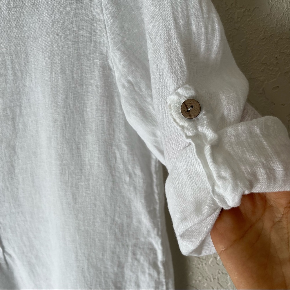 Lungo L’arno made in Italy women’s 100% Linen 3/4 sleeve top, M, white - Picture 7 of 11